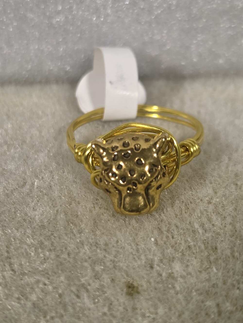 Handcrafted Gold Leopard Head Wire-Wrapped Ring - Men's Jewelry